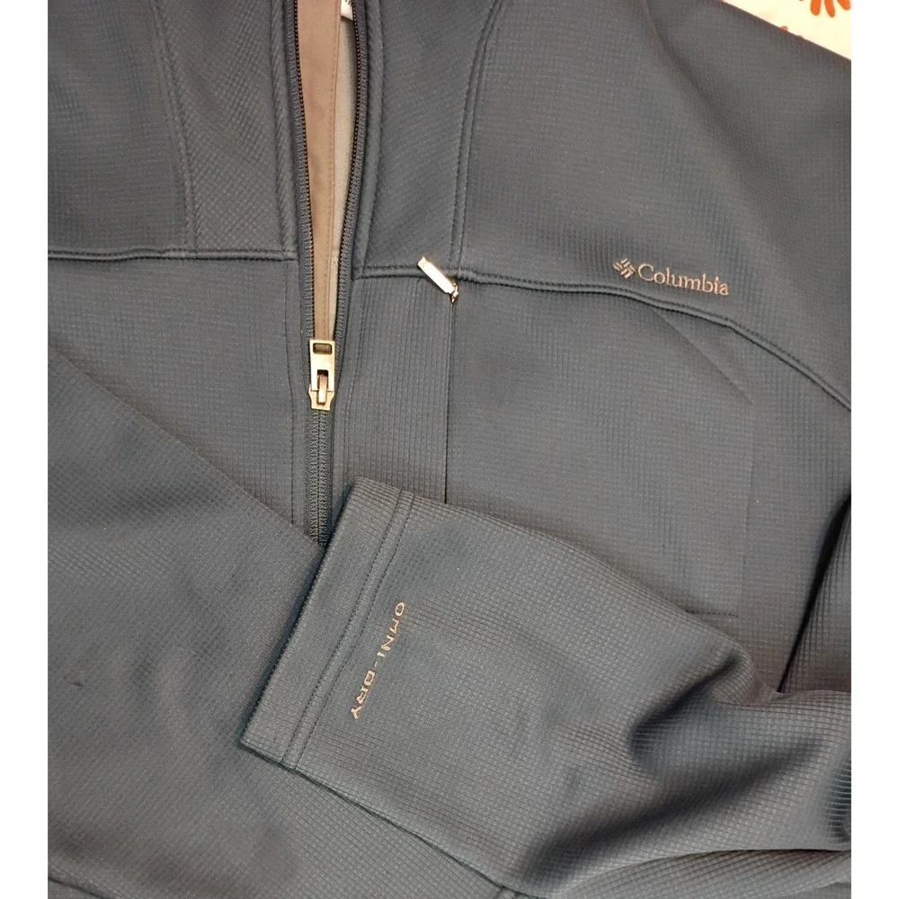 Columbia Omni-Dry Mens XL Full Zip Grid Fleece Jacket Teal Blue XM 6303